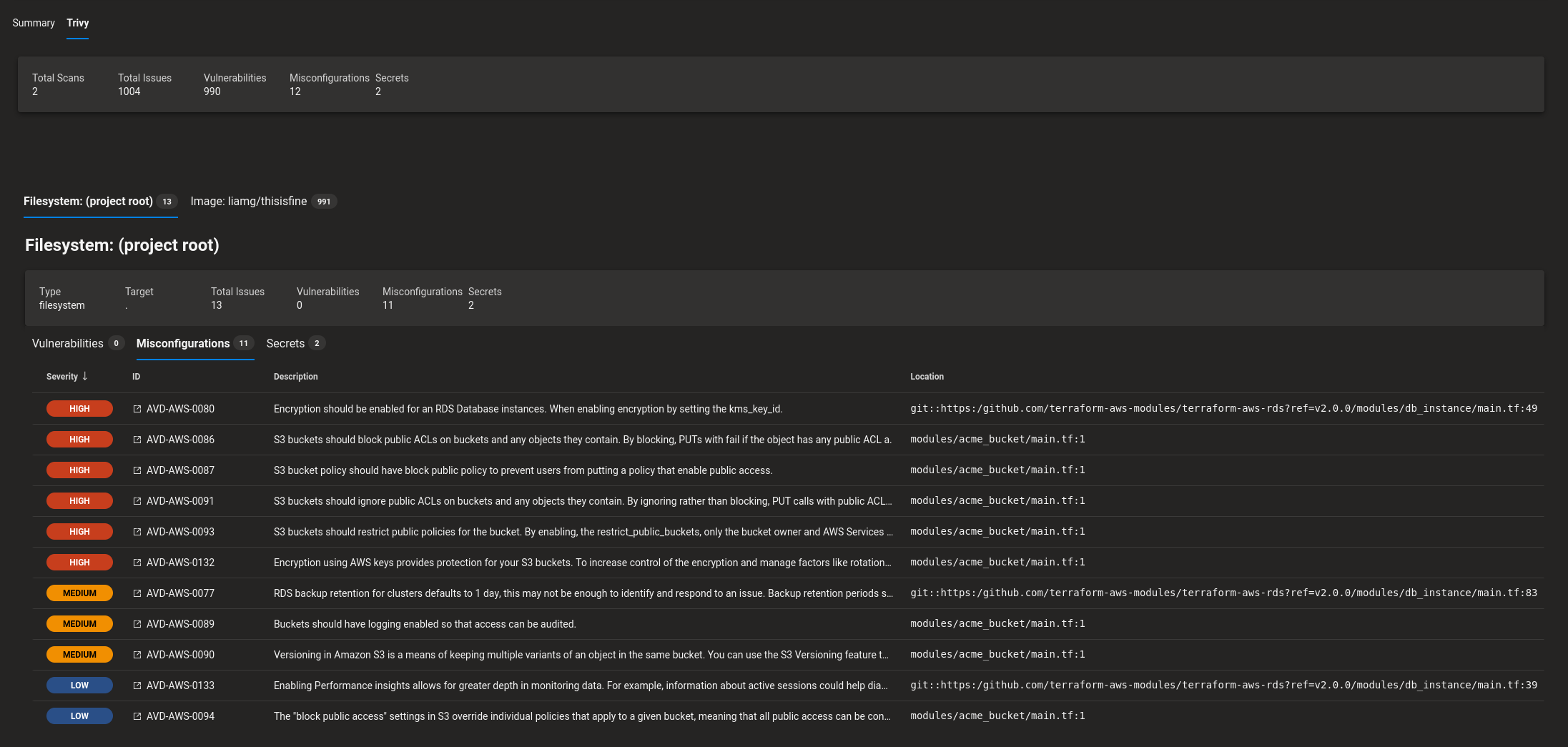Screenshot showing the trivy extension in the Azure Devops UI